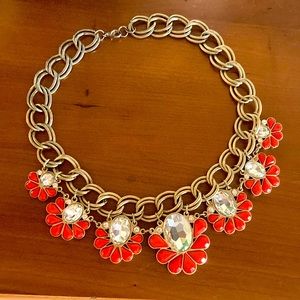 Gold and coral statement necklace